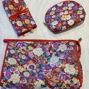 Vintage Leslie Fay Floral Travel Set 3pc NWT Jewelry Cosmetic Bags
